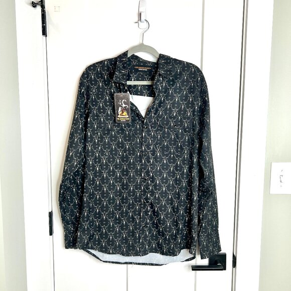 The American West Men's Black Snap Button Down Longhorn Novelty Print NWT L - Picture 1 of 5